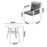 Livsip Outdoor Dining Set 5PCS Marble Table Rattan Chair