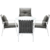Livsip Outdoor Dining Set 5PCS Marble Table Rattan Chair - Side View