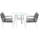 Livsip Outdoor Dining Setting 2 Seater Tempered Glass Table - 45-Degree Angle