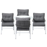 Livsip Outdoor Dining Setting 4 Seater Tempered Glass Table