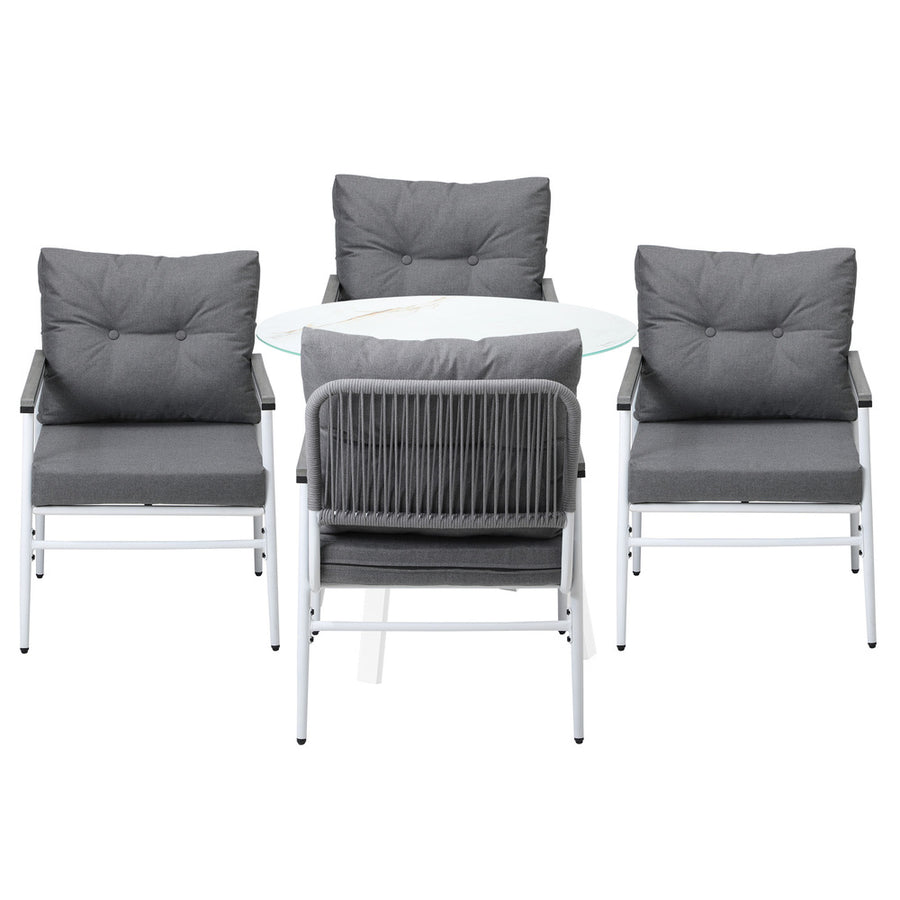 Livsip Outdoor Dining Setting 4 Seater Tempered Glass Table