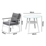 Livsip Outdoor Dining Setting 4 Seater Tempered Glass Table