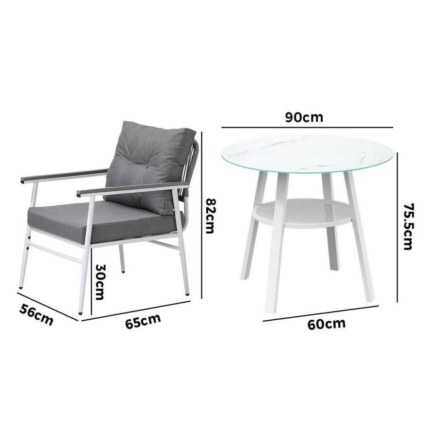 Livsip Outdoor Dining Setting 4 Seater Tempered Glass Table