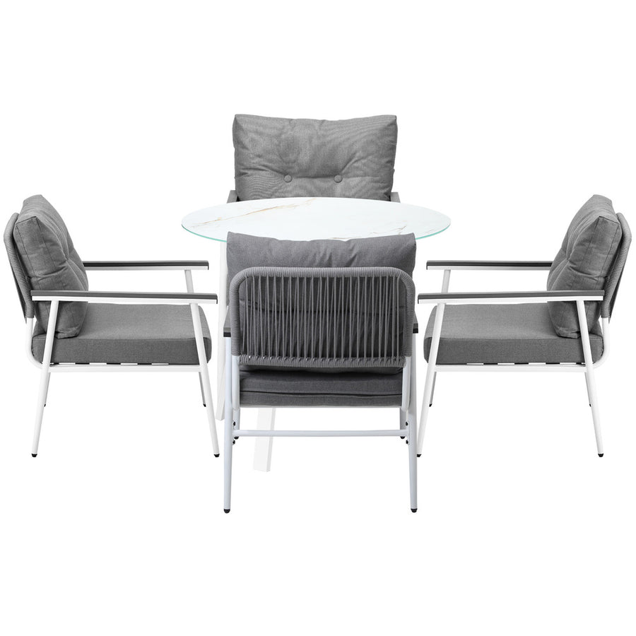 Livsip Outdoor Dining Setting 4 Seater Tempered Glass Table