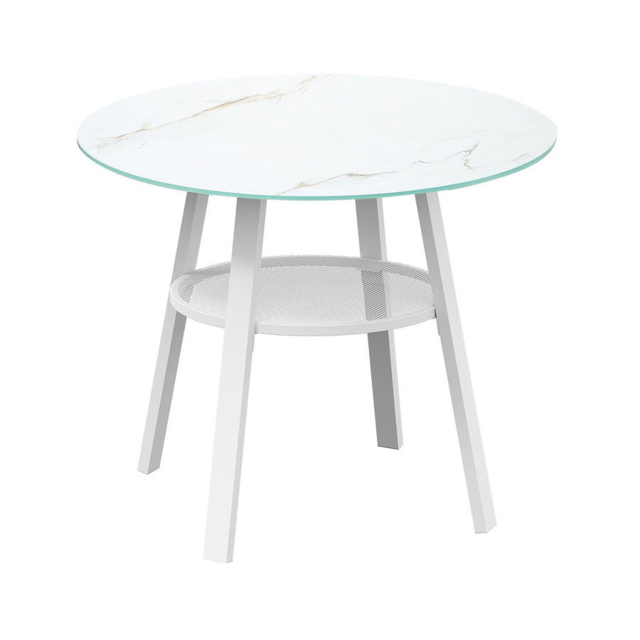 Livsip Outdoor Dining Setting 4 Seater Tempered Glass Table