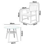 Livsip 3PCS Outdoor Dining Setting Solid Wood Chair - Rear View