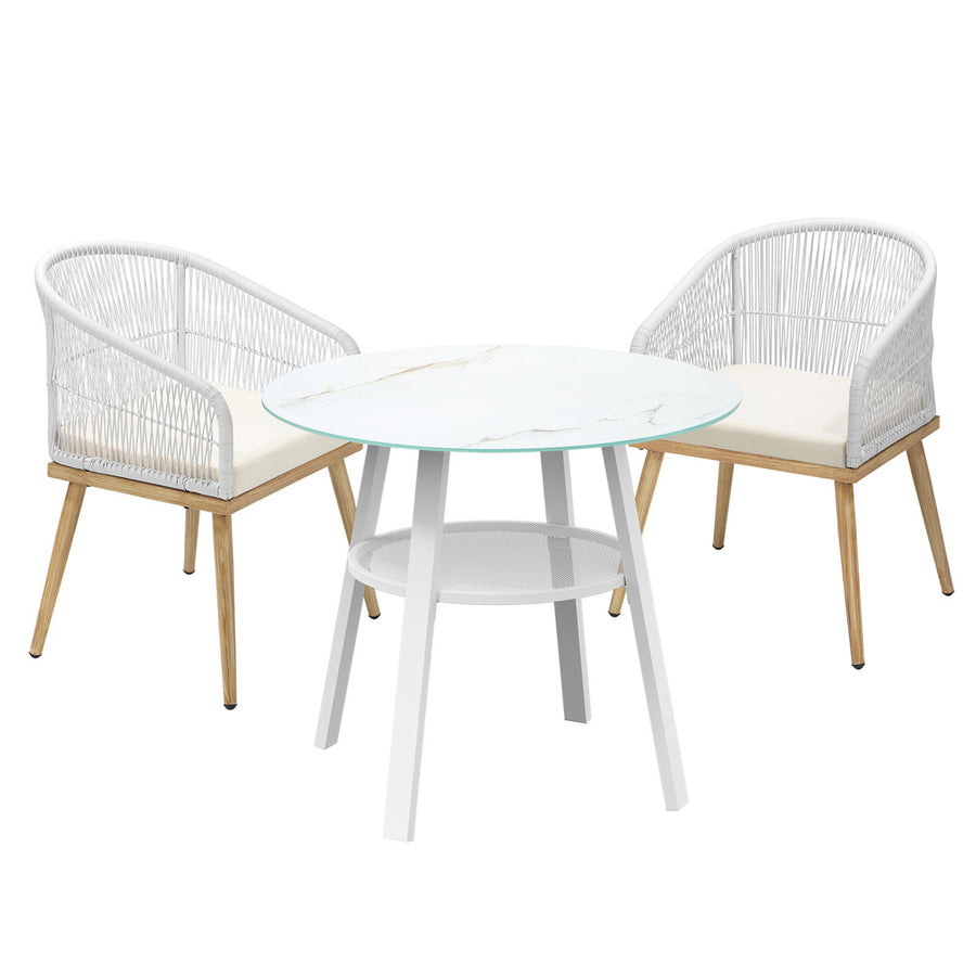 Livsip 3PCS Outdoor Dining Setting Table w/Storage Shelf