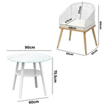 Livsip 3PCS Outdoor Dining Setting Table w/Storage Shelf - Close-Up Angle