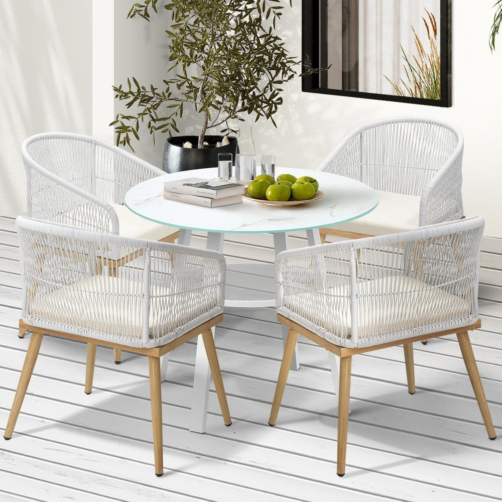 Livsip 5PCS Outdoor Dining Setting Table w/ Storage Shelf