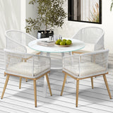 Livsip 5PCS Outdoor Dining Setting Table w/ Storage Shelf - Close-Up Angle