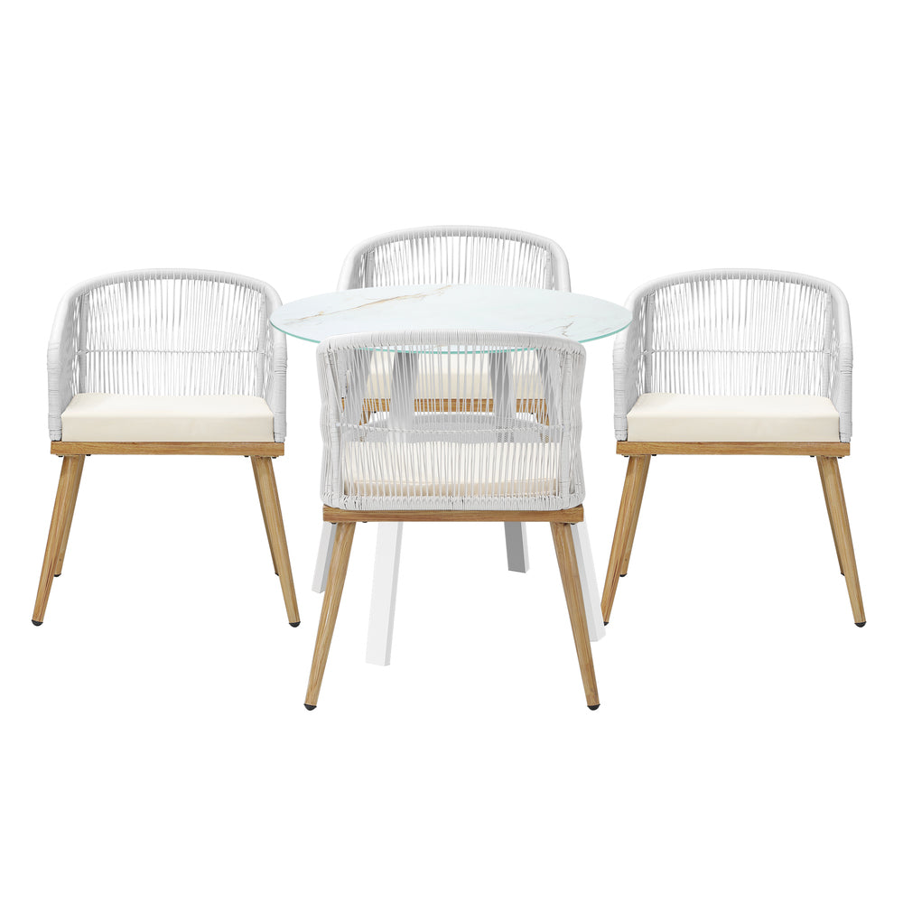Livsip 5PCS Outdoor Dining Setting Table w/ Storage Shelf