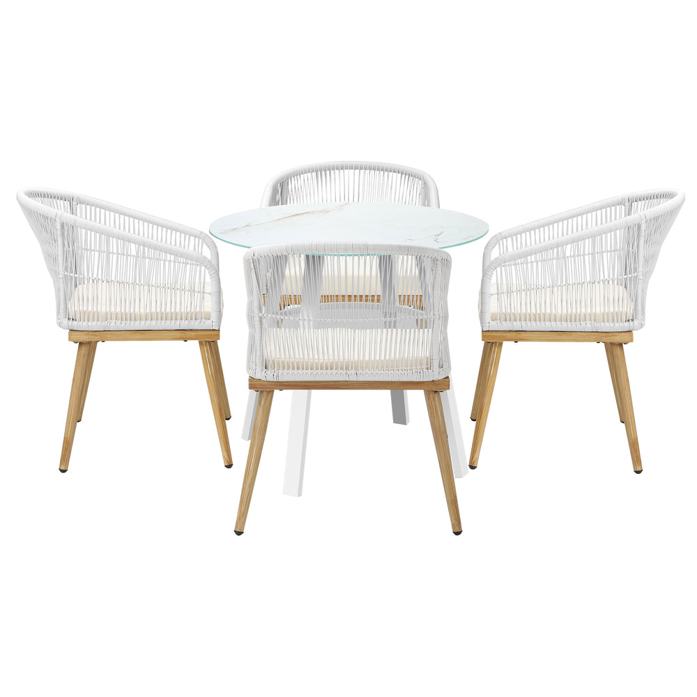 Livsip 5PCS Outdoor Dining Setting Table w/ Storage Shelf