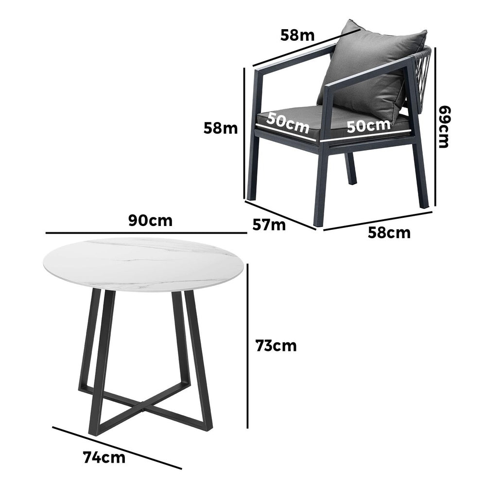 Livsip 3PCS Outdoor Dining Set Table Lounge Chair