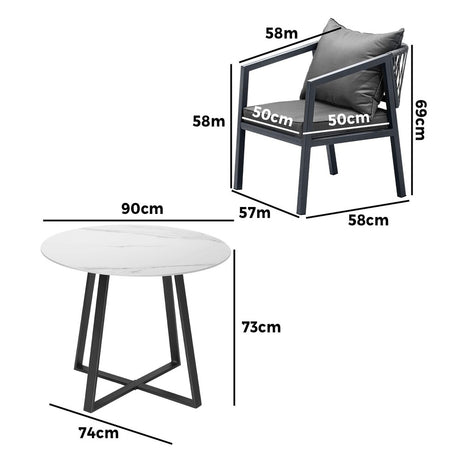 Livsip 3PCS Outdoor Dining Set Table & Lounge Chair