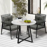 Livsip Outdoor Dining Set 2 Seater Marble Table Rattan Armchair - Front View