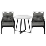 Livsip Outdoor Dining Set 2 Seater Marble Table Rattan Armchair