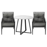 Livsip Outdoor Dining Set 2 Seater Marble Table Rattan Armchair - Side View