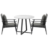 Livsip Outdoor Dining Set 2 Seater Marble Table Rattan Armchair