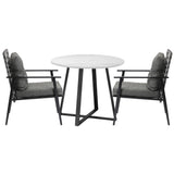 Livsip Outdoor Dining Set 2 Seater Marble Table Rattan Armchair - Rear View