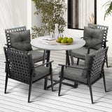 Livsip Outdoor Dining Set 4 Seater Marble Table Rattan Armchair - Rear View