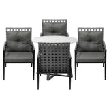 Livsip Outdoor Dining Set 4 Seater Marble Table Rattan Armchair