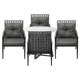 Livsip Outdoor Dining Set 4 Seater Marble Table Rattan Armchair - Top-Down View