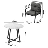 Livsip Outdoor Dining Set 4 Seater Marble Table Rattan Armchair