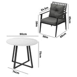 Livsip Outdoor Dining Set 4 Seater Marble Table Rattan Armchair - 45-Degree Angle