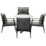 Livsip Outdoor Dining Set 4 Seater Marble Table Rattan Armchair