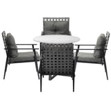 Livsip Outdoor Dining Set 4 Seater Marble Table Rattan Armchair - Front View