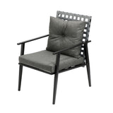 Livsip Outdoor Dining Set 4 Seater Marble Table Rattan Armchair