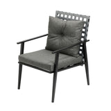 Livsip Outdoor Dining Set 4 Seater Marble Table Rattan Armchair - Side View