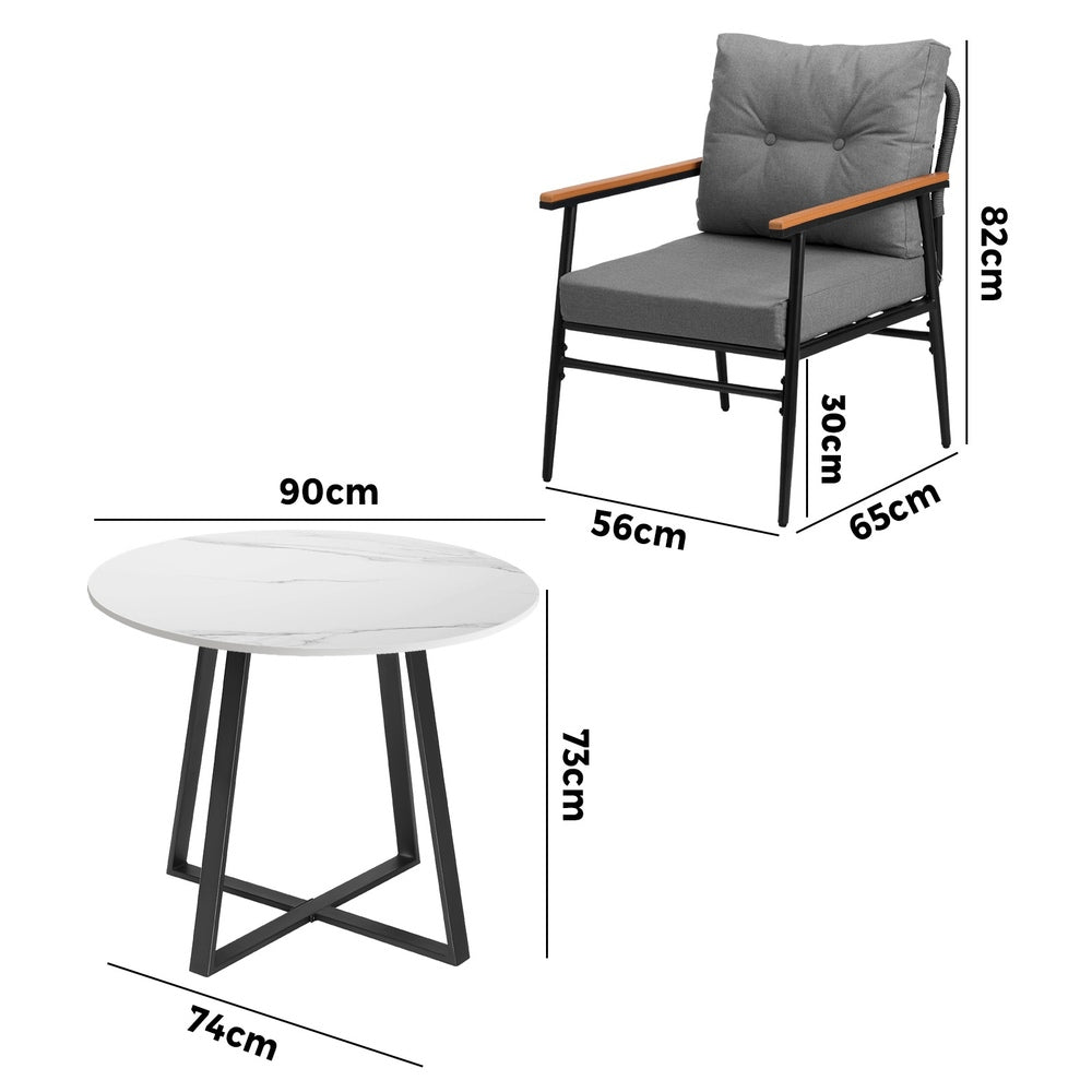 Livsip Outdoor Dining Set 3PCS Garden Lounge Setting