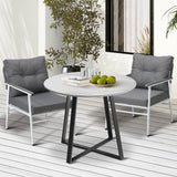 Livsip Outdoor Dining Set 2 Seater Marble Table - Close-Up Angle