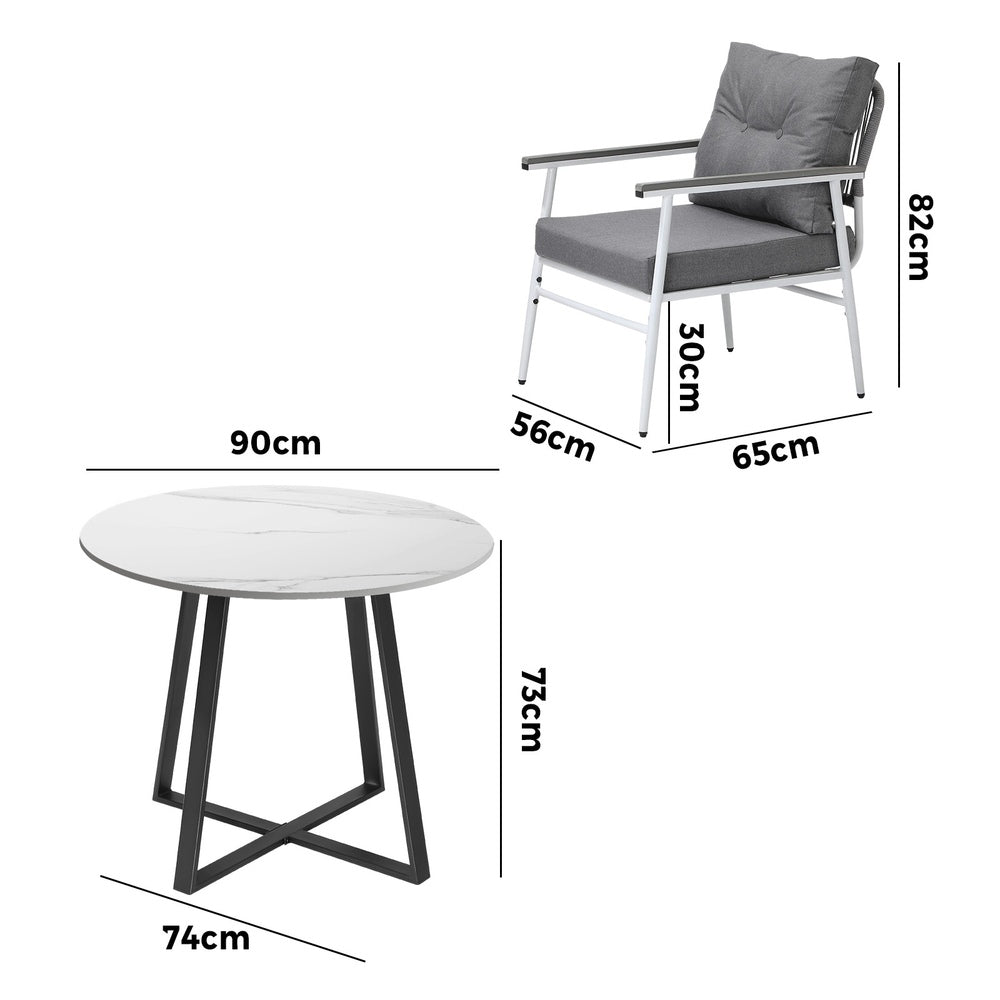 Livsip Outdoor Dining Set 2 Seater Marble Table