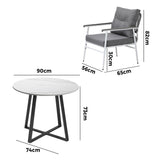 Livsip Outdoor Dining Set 2 Seater Marble Table - Front View