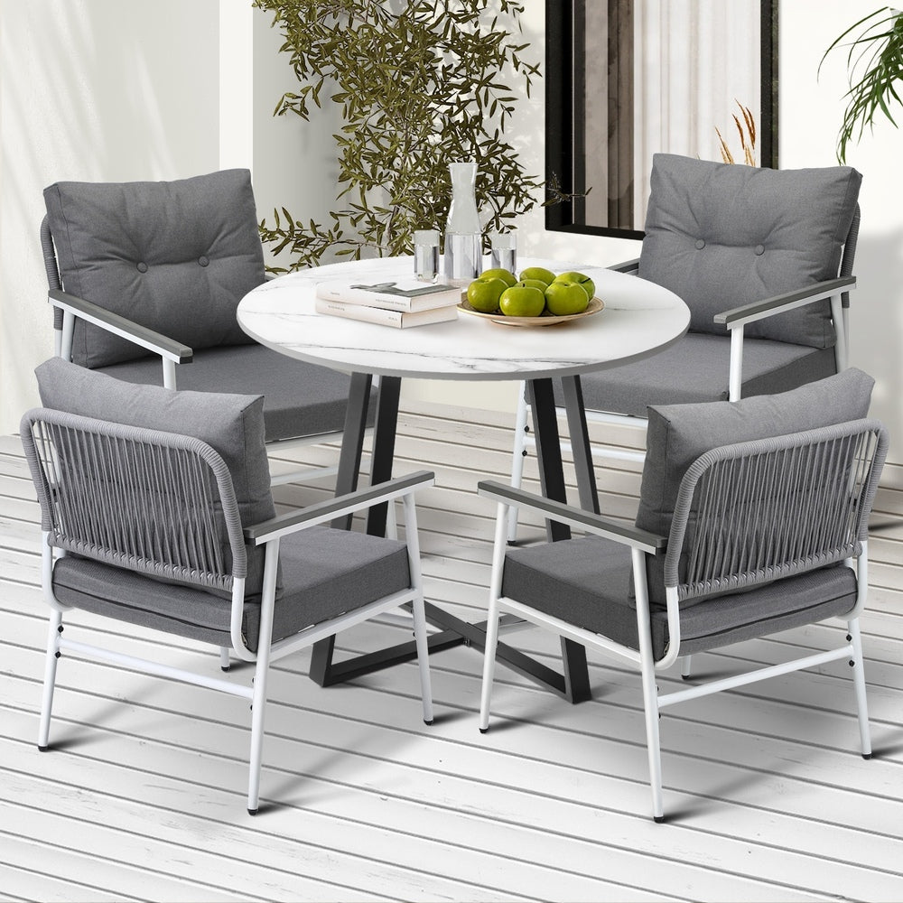 Livsip Outdoor Dining Set 4 Seater Marble Table