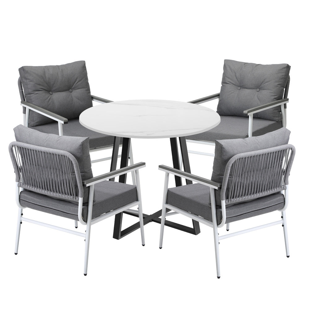 Livsip Outdoor Dining Set 4 Seater Marble Table