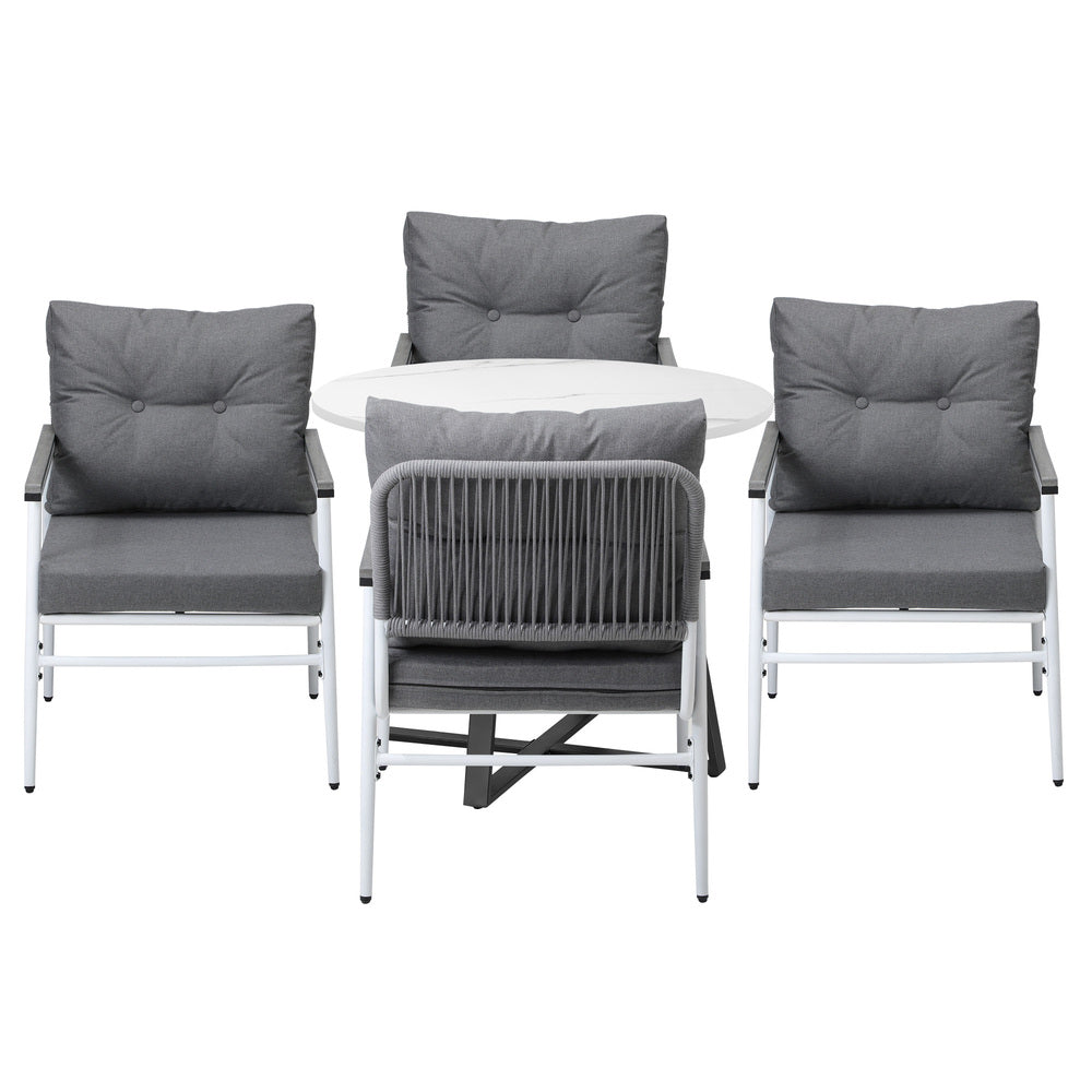 Livsip Outdoor Dining Set 4 Seater Marble Table