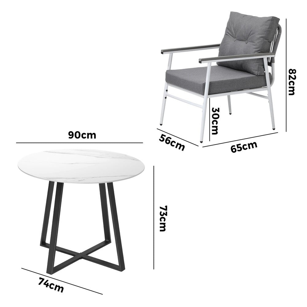 Livsip Outdoor Dining Set 4 Seater Marble Table