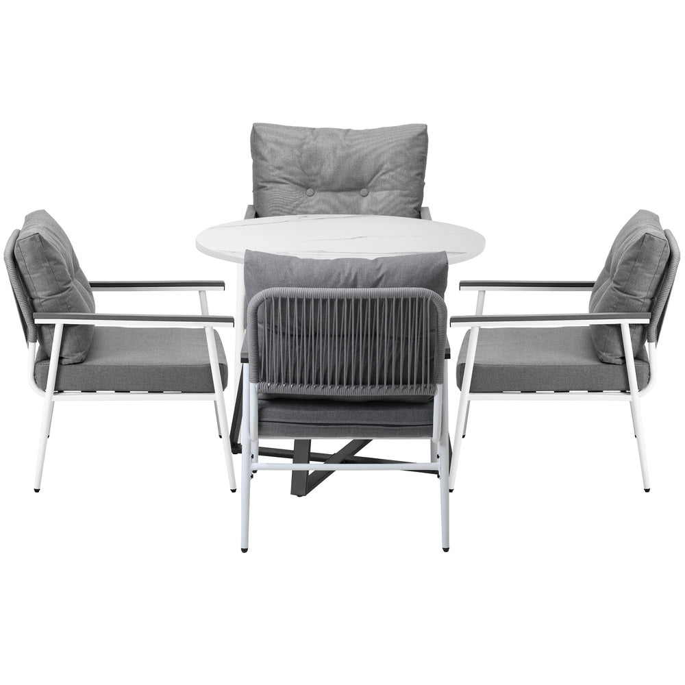Livsip Outdoor Dining Set 4 Seater Marble Table