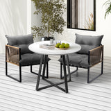 Livsip Outdoor Dining Set 2 Seater Sintered Stone Table - 45-Degree Angle