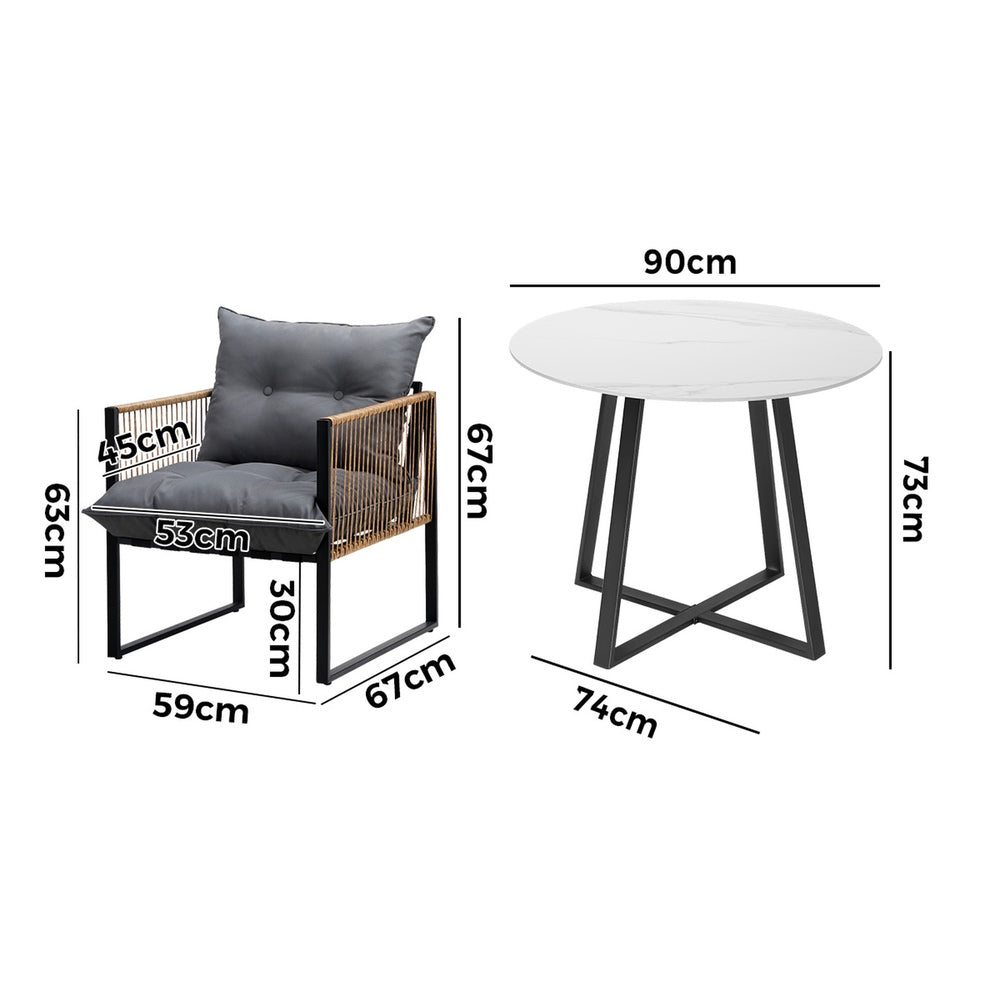 Livsip Outdoor Dining Set 2 Seater Sintered Stone Table