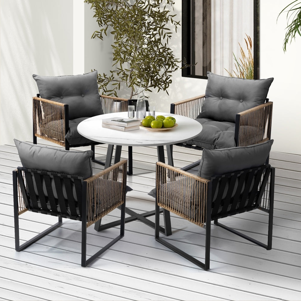 Livsip Outdoor Dining Set 4 Seater Sintered Stone Table