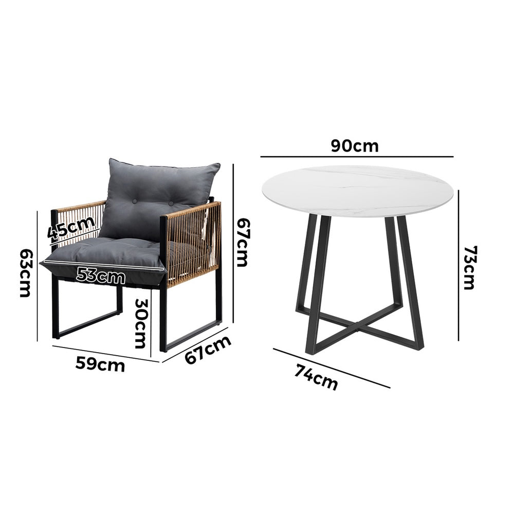 Livsip Outdoor Dining Set 4 Seater Sintered Stone Table
