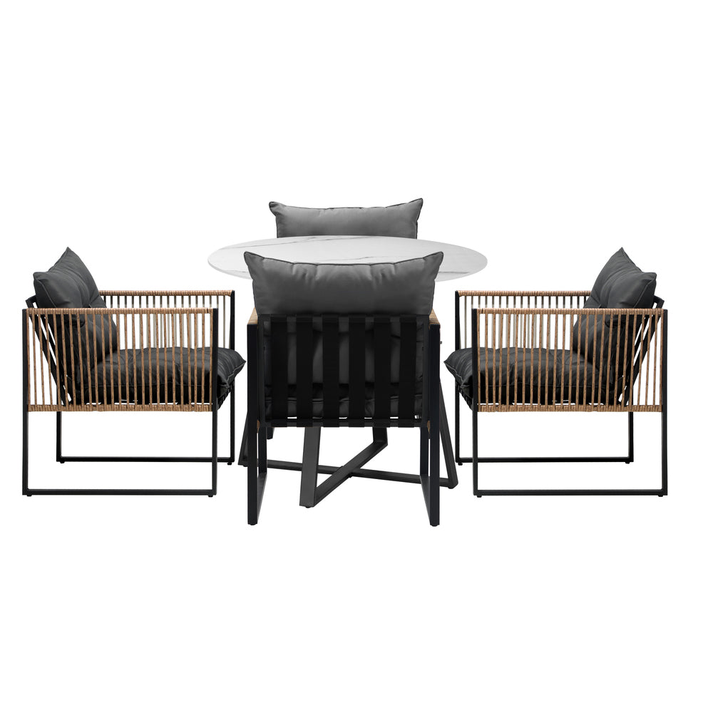 Livsip Outdoor Dining Set 4 Seater Sintered Stone Table