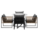 Livsip Outdoor Dining Set 4 Seater Sintered Stone Table - Front View