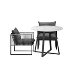 Livsip 3PCS Outdoor Dining Set Round Table and Chairs with Cushions