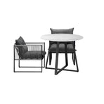 Livsip 3PCS Outdoor Dining Set Round Table and Chairs with Cushions