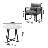 Livsip 3PCS Outdoor Dining Set Round Table and Chairs with Cushions
